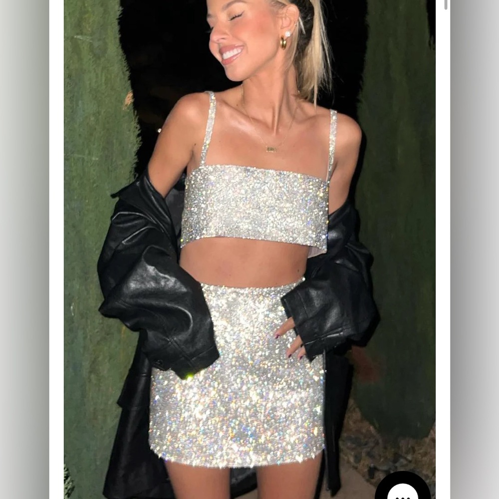 Silver dazzling 2-piece set. Bride, bachelorette, birthday, special occassion